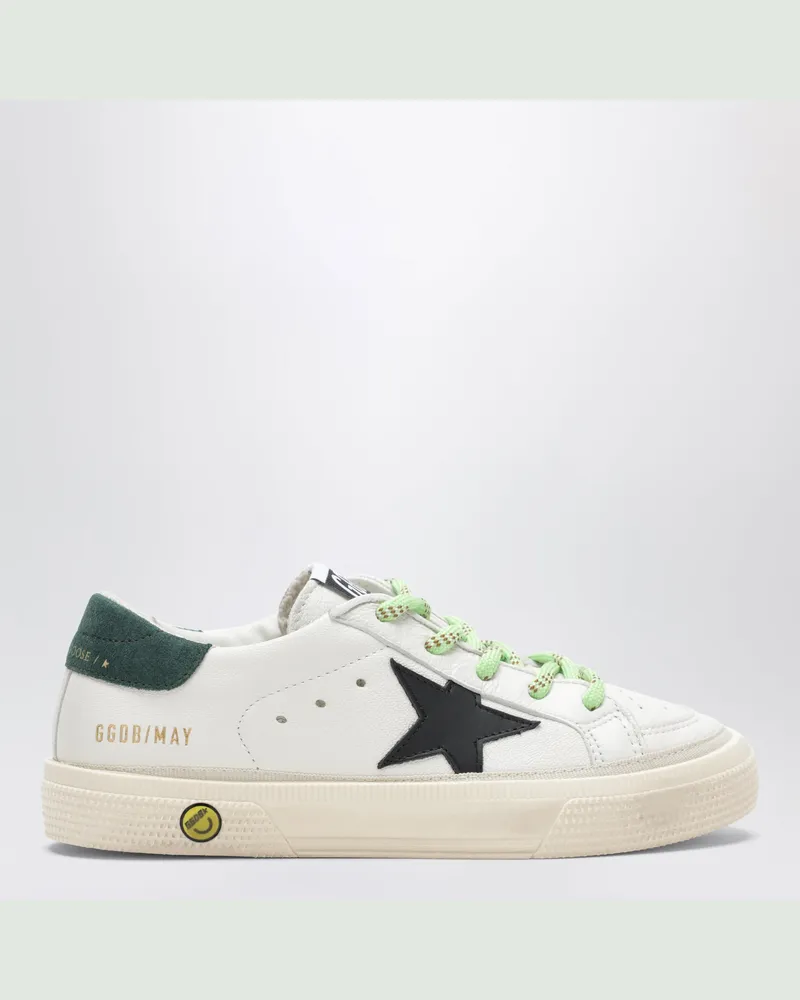 Golden Goose May Sneaker aus weißem/schwarzem/grünem Leder Black