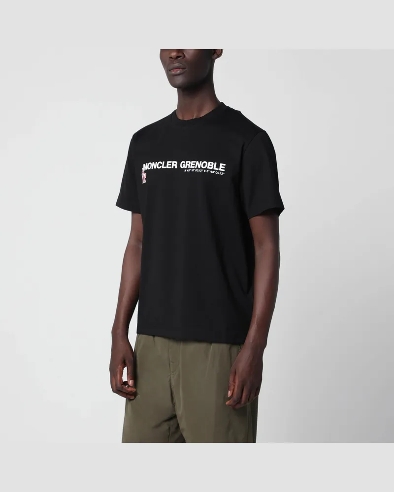 Moncler Schwarzes T-Shirt aus Baumwolle mit Logo Black