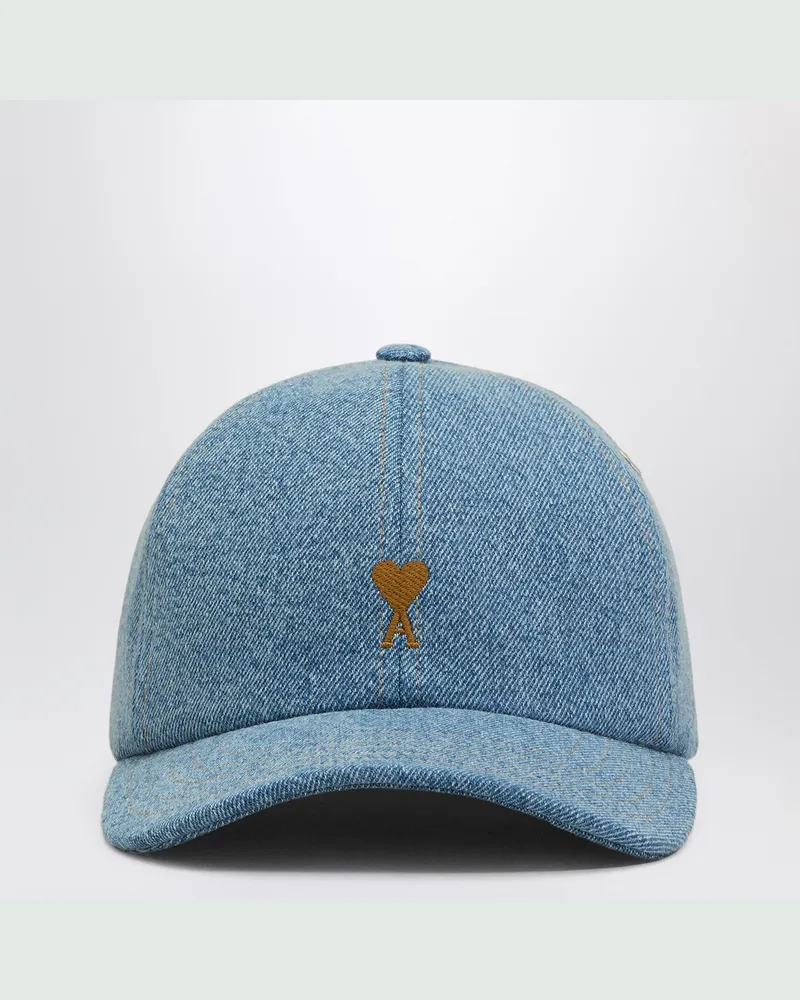 AMI Paris Ami De Coeur Baseballkappe aus Denim Light