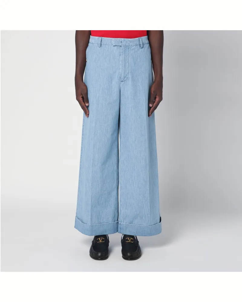 Valentino Garavani Weite hellblaue Jeans mit Umschlag Hellblau