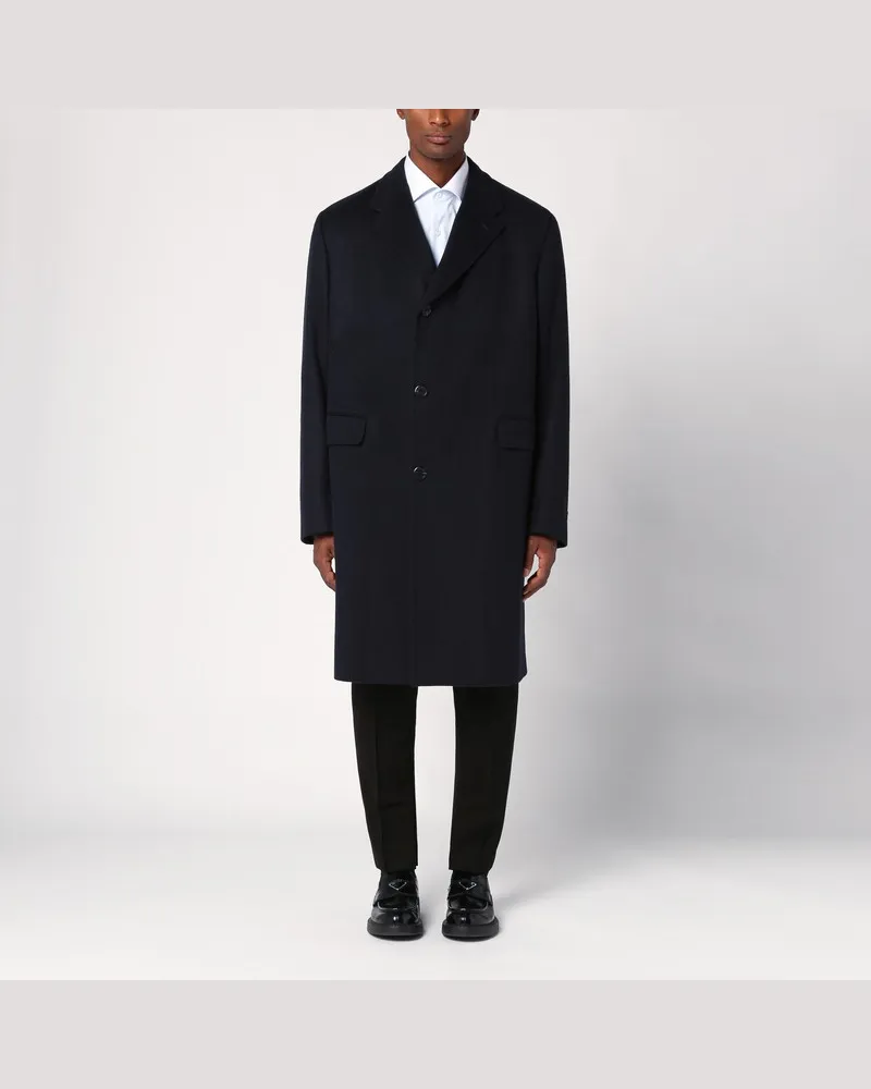 Prada Einreihiger Wollmantel blau Blau