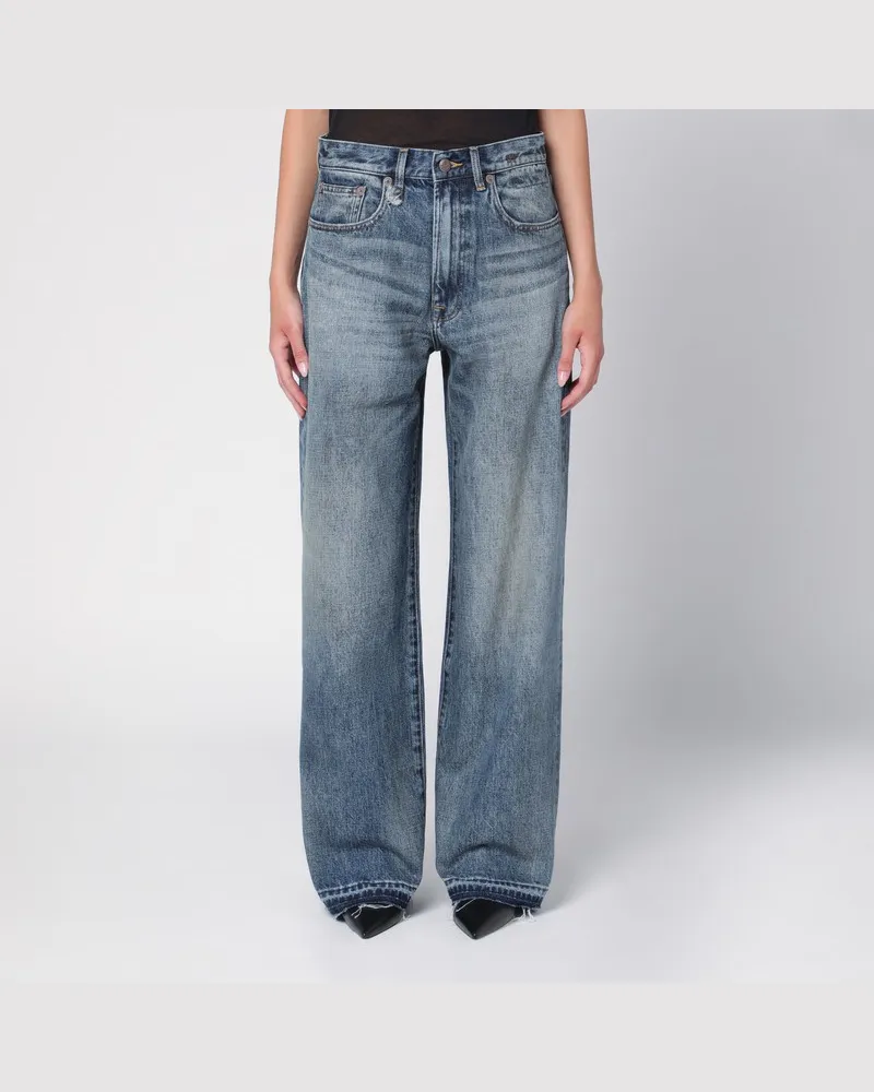 R13 Weite Jeans aus blauem Denim mit ausgewaschener Optik Blau
