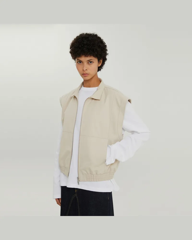 1989 STUDIO Helle Creme Gabardine Reißverschlussweste 