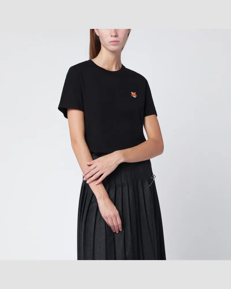 Kitsuné Schwarzes T-Shirt mit Logo-Patch Black