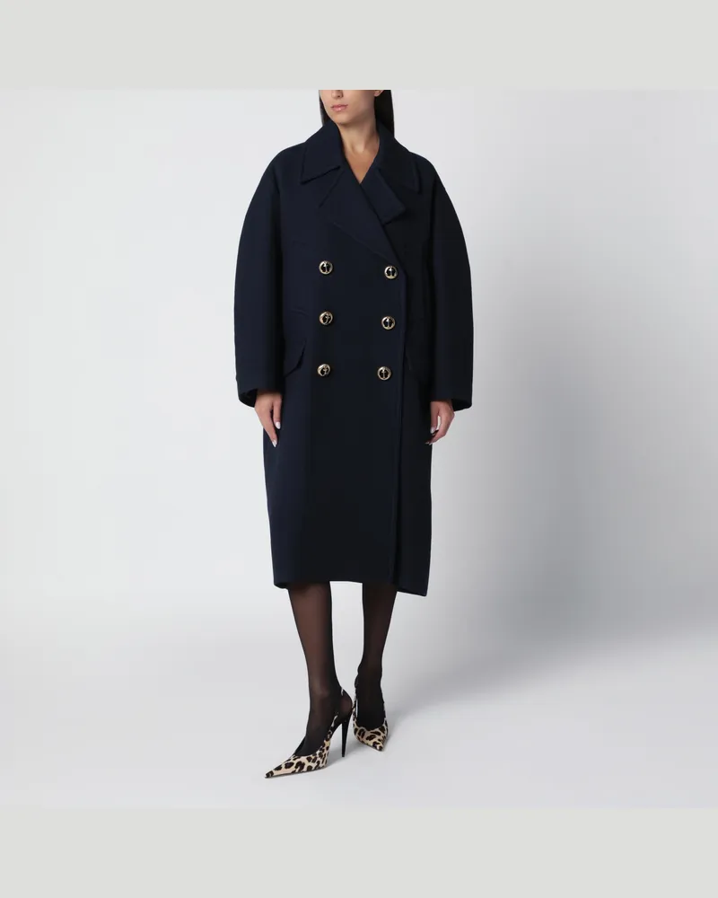 Balenciaga Langer Caban navyblau aus Wolle Blue