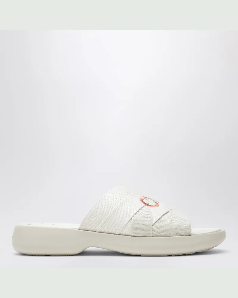Chloé Poolette Pantoletten aus geflochtenem Leinen in Elfenbein White