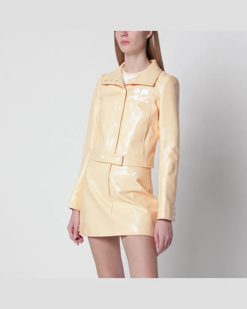 Courrèges Vinyljacke Reedition mit Stehkragen in Orange Orange