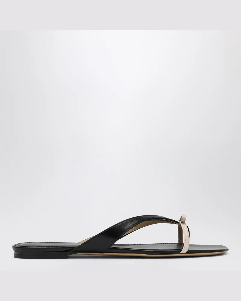 Ferragamo Mini Bow Flip-Flop Schwarz und Puder / Reguläre Passform Black