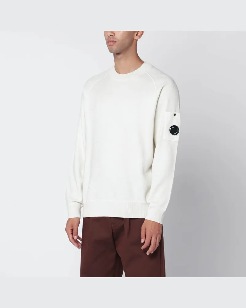 C.P. Company Weißer Pullover aus Wolle und Baumwolle Mehrfarbig