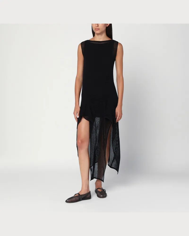Alaïa Schwarzes Strickkleid mit Rüschen Schwarz