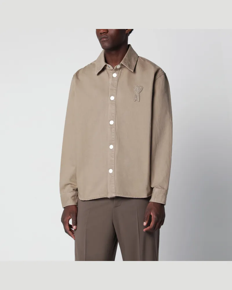 AMI Paris Ami De Coeur Hemd in Taupe-Beige Beige