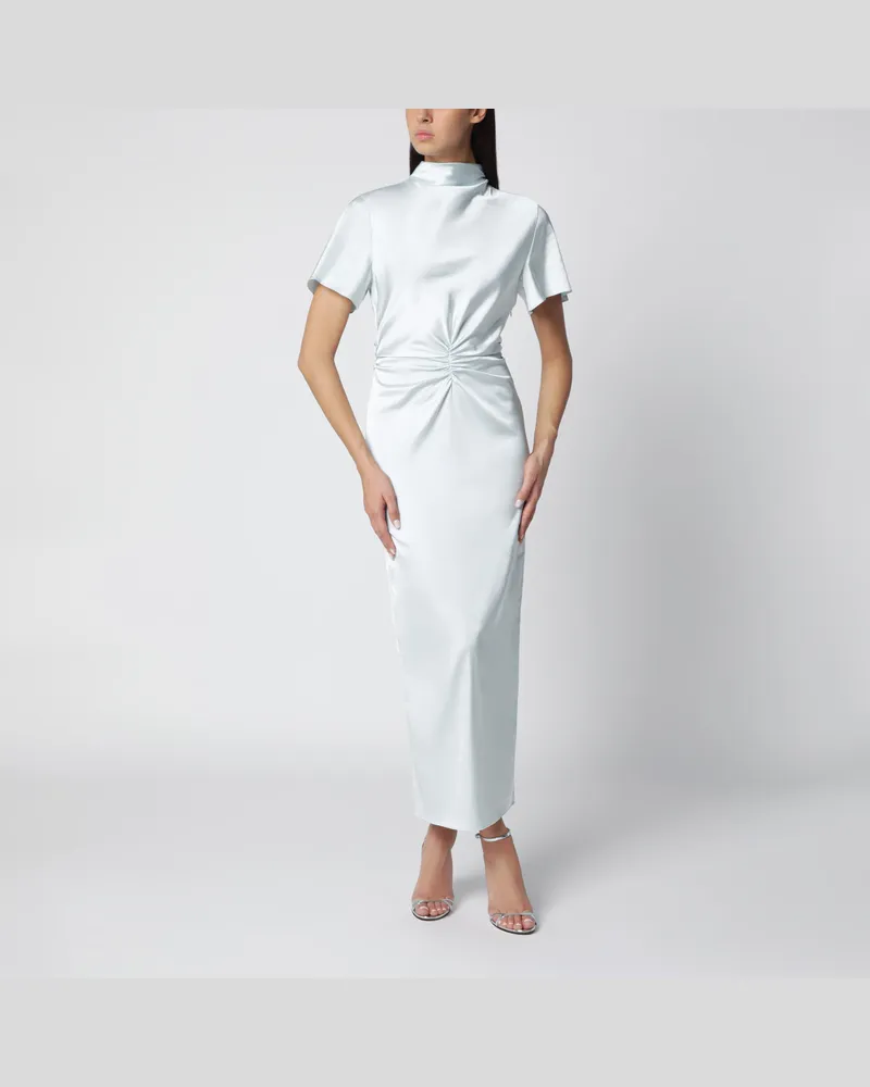 ROTATE Birger Christensen Ice Flow Midikleid mit Raffungen White