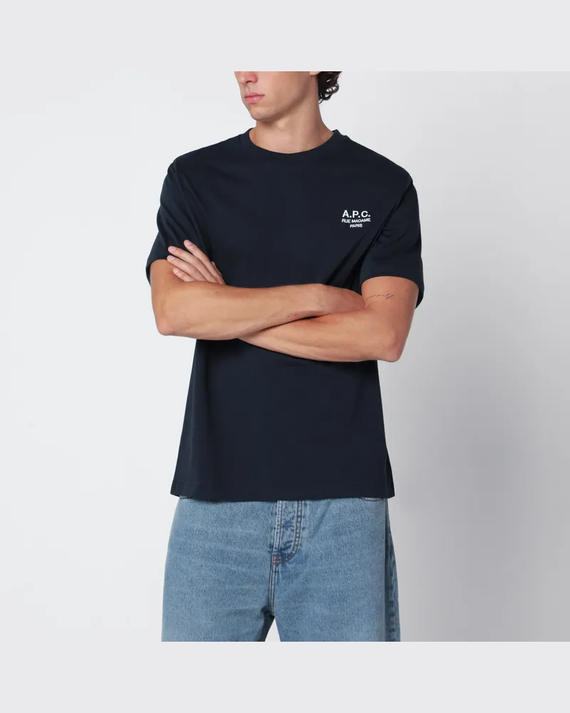 A.P.C. Rue Madame T-Shirt aus marineblauer Baumwolle Blue