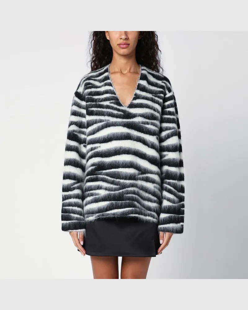 Marc Jacobs Pullover mit Zebramuster aus Wollgemisch Schwarz