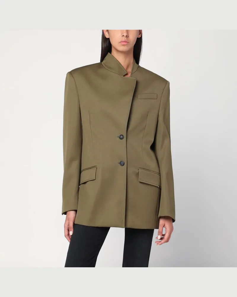 ATTICO Asymmetrische Jacke in Militärgrün aus Wolle Grün