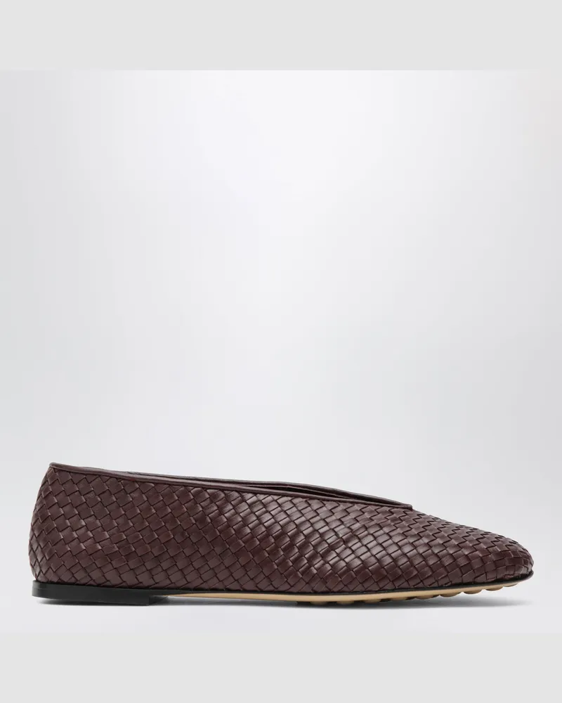 Bottega Veneta Rosa Ballerinas in der Farbe Deep Mahogany Brown