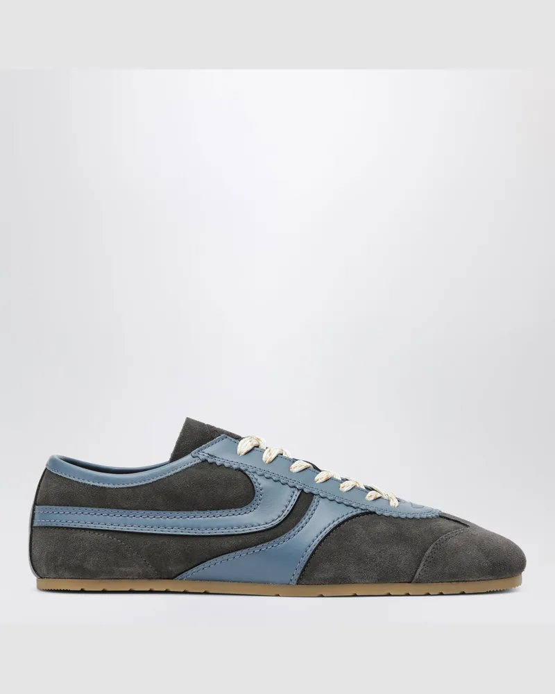 Dries van Noten Stahlgraue Sneaker aus Leder und Wildleder 