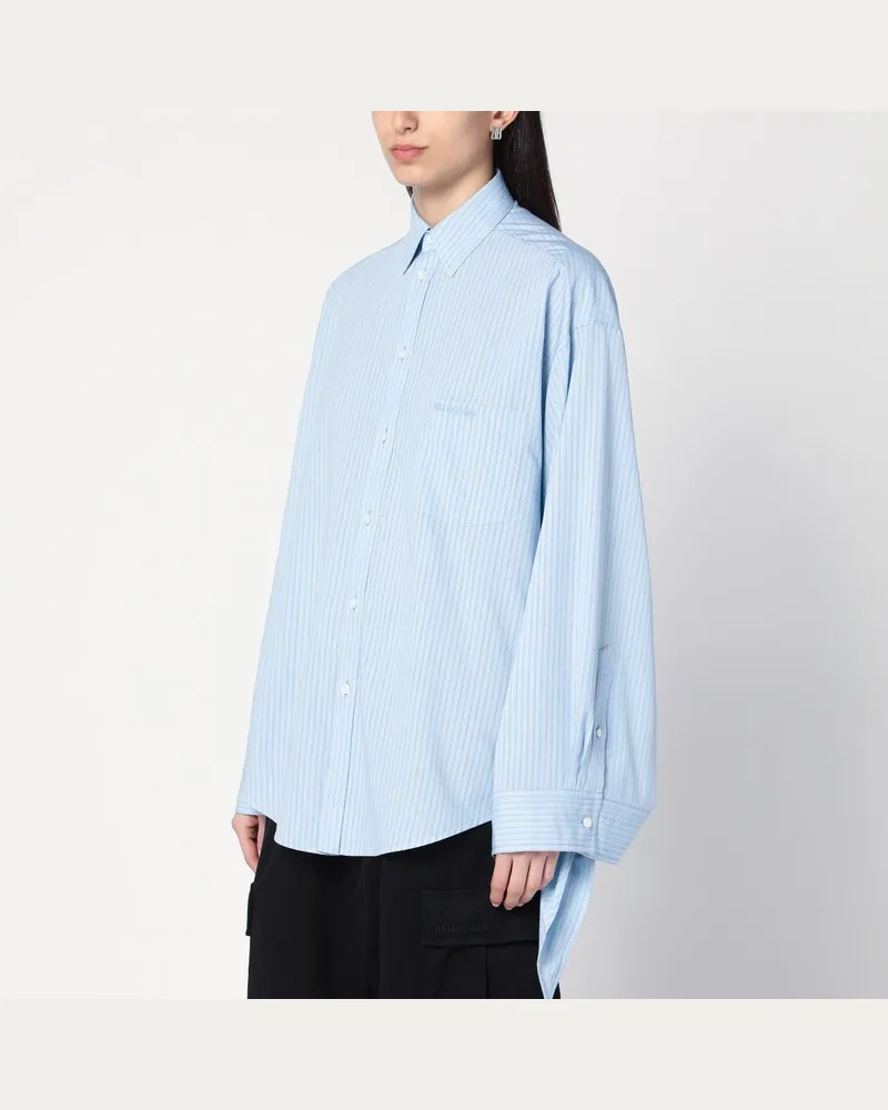 Balenciaga Hellblau gestreiftes Hemd mit geknoteten Manschetten Blau