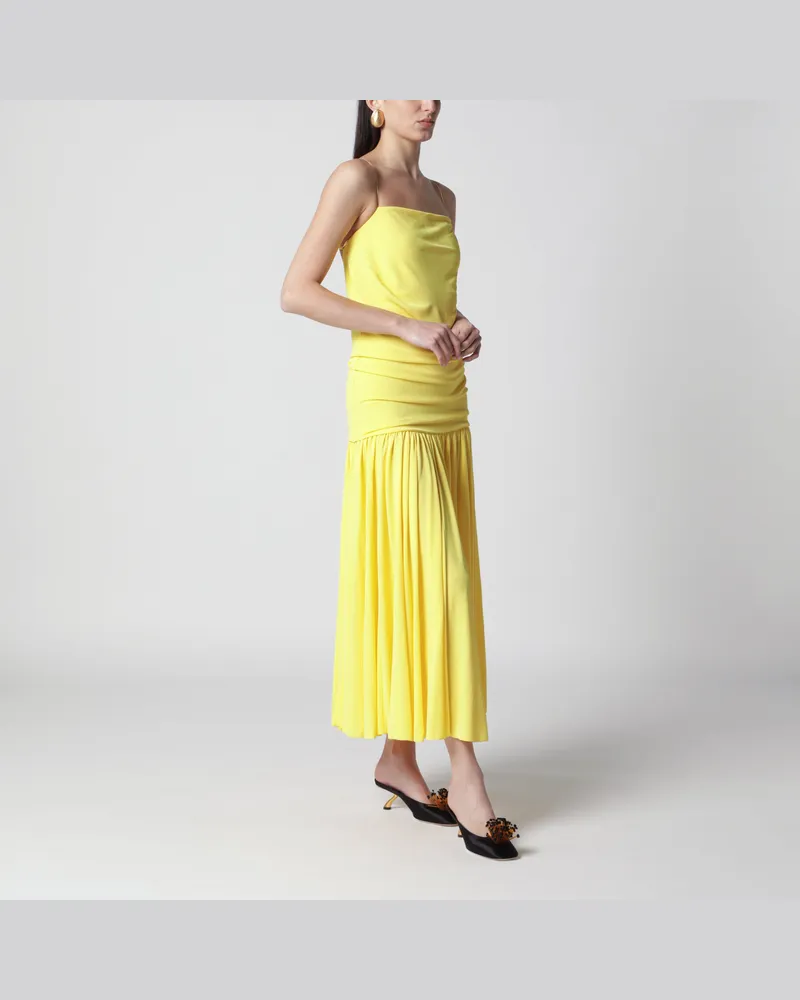 Jacquemus Abiha Midi-Kleid plissiert mit Drapierungen in Gelb Yellow