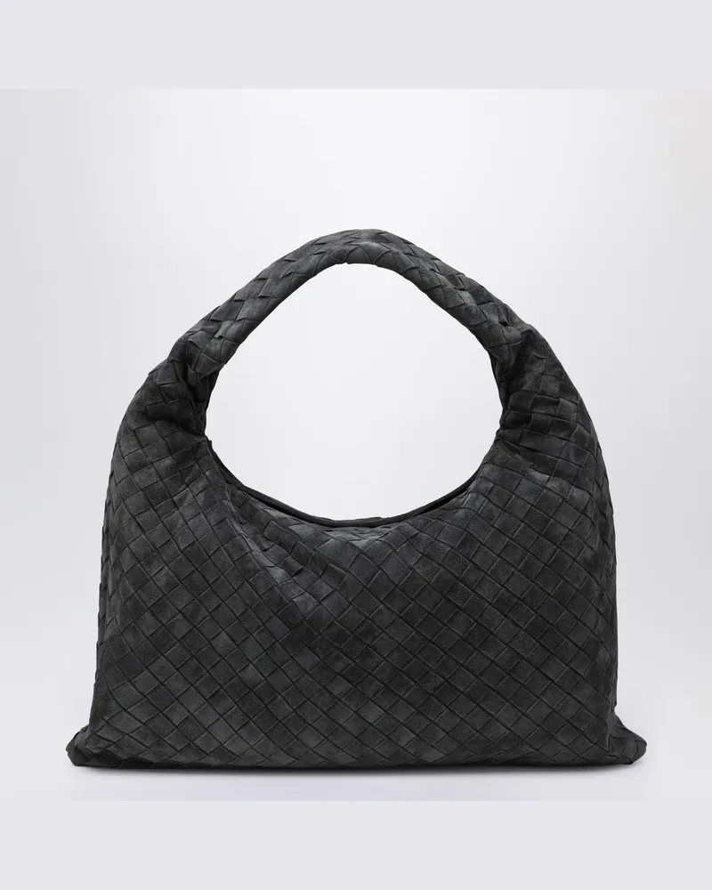 Bottega Veneta Kleine Hop-Schultertasche aus Graphit-Wildleder Grau