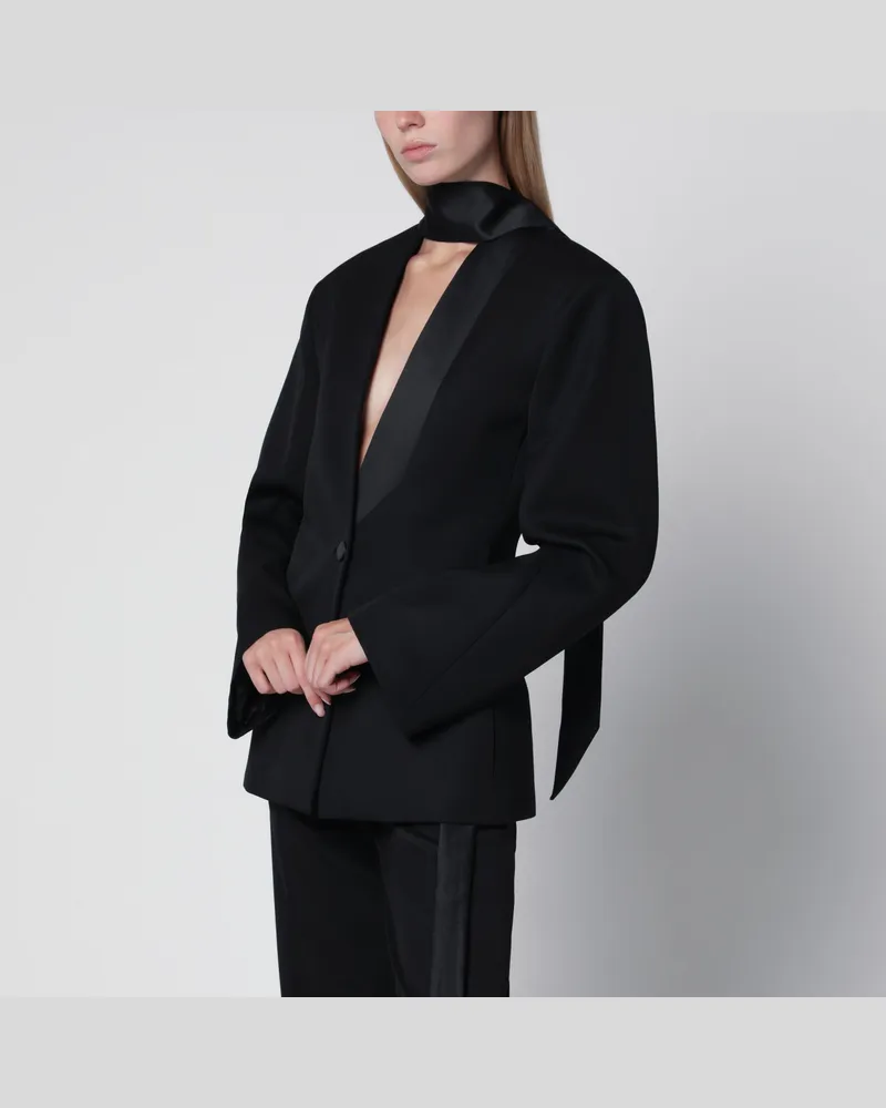 ATTICO Smokingjacke aus Schurwolle mit Satinkragen, schwarz Black