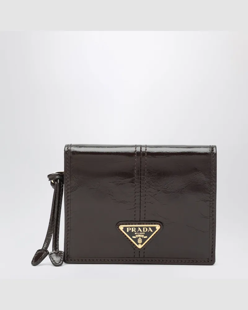 Prada Kleine dunkelbraune Geldbörse aus Kalbsleder Brown