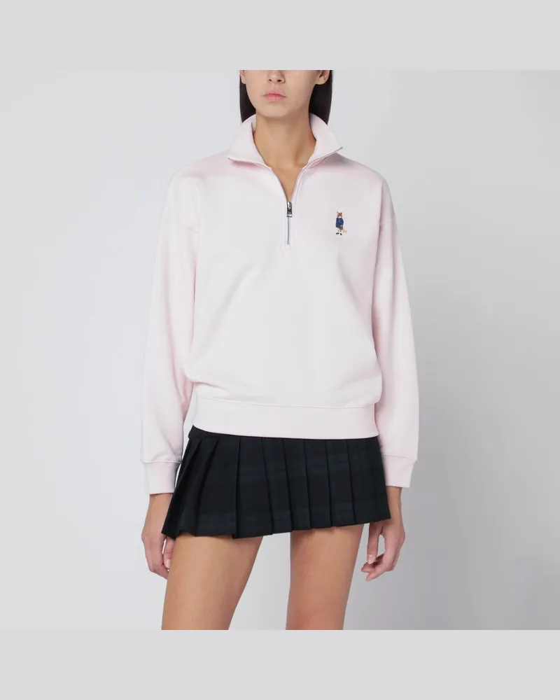 Kitsuné Hellrosa Halbzipp-Sweatshirt mit Logo-Patch Rosa