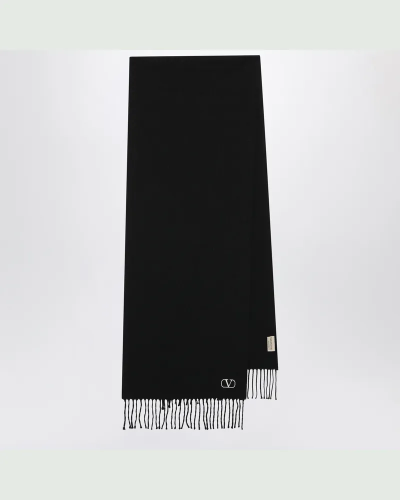 Valentino Garavani Schwarzer Schal mit VLogo-Stickerei Black