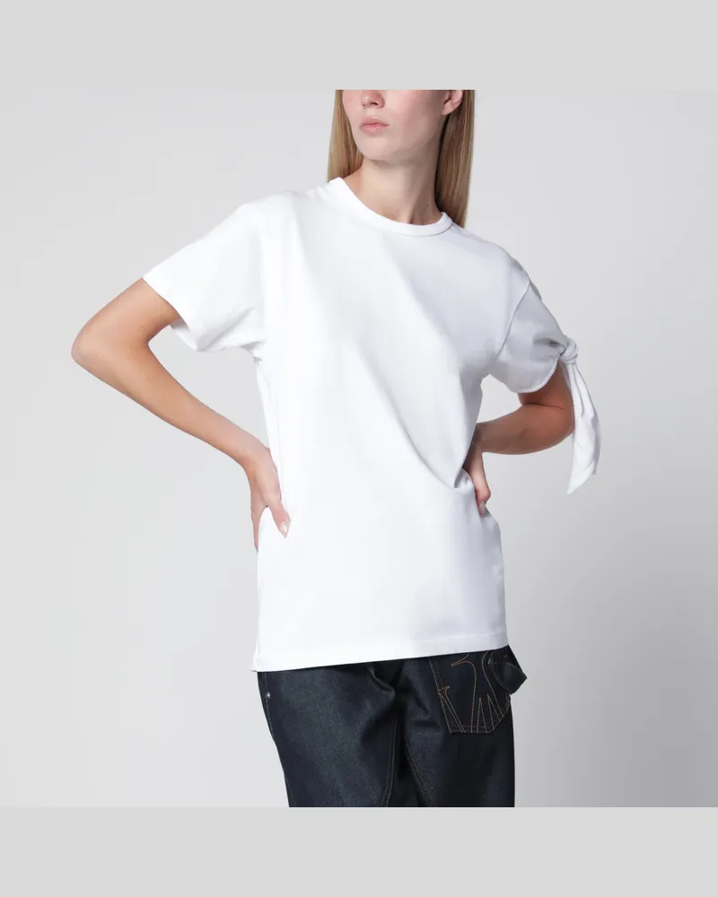 J.W.Anderson Damen-T-Shirt mit Knotendetails aus Baumwolle in Weiß White