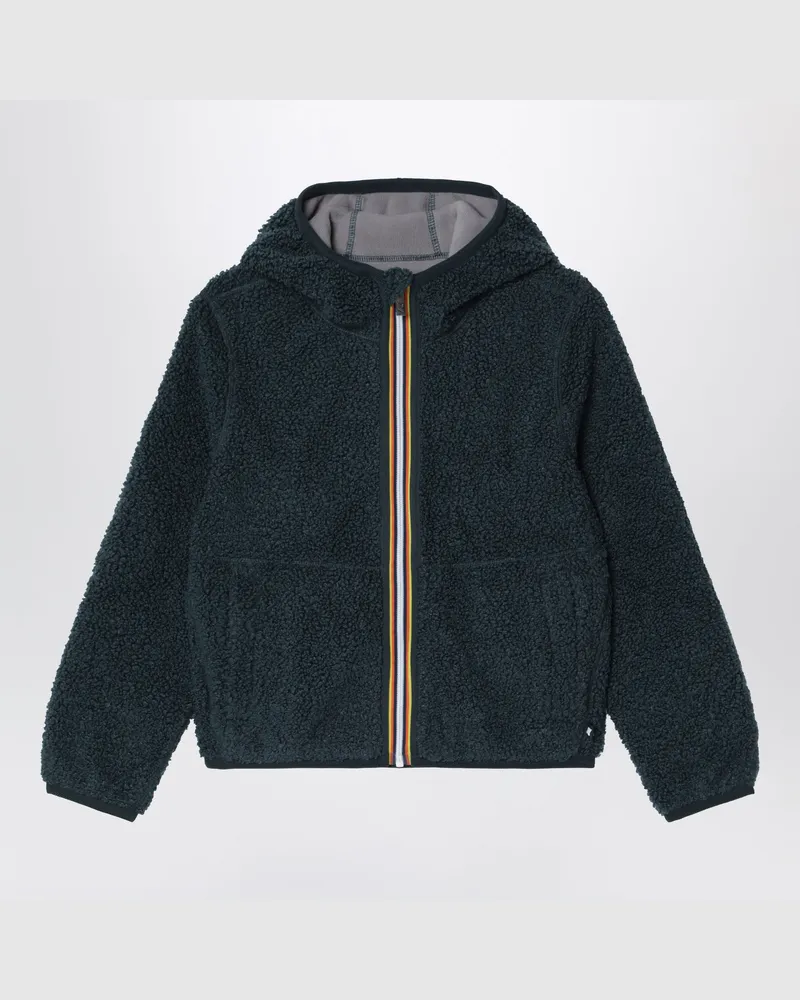 K-Way Wendejacke in Dunkelgrün/Grau aus Teddy-Fleece Multicolor