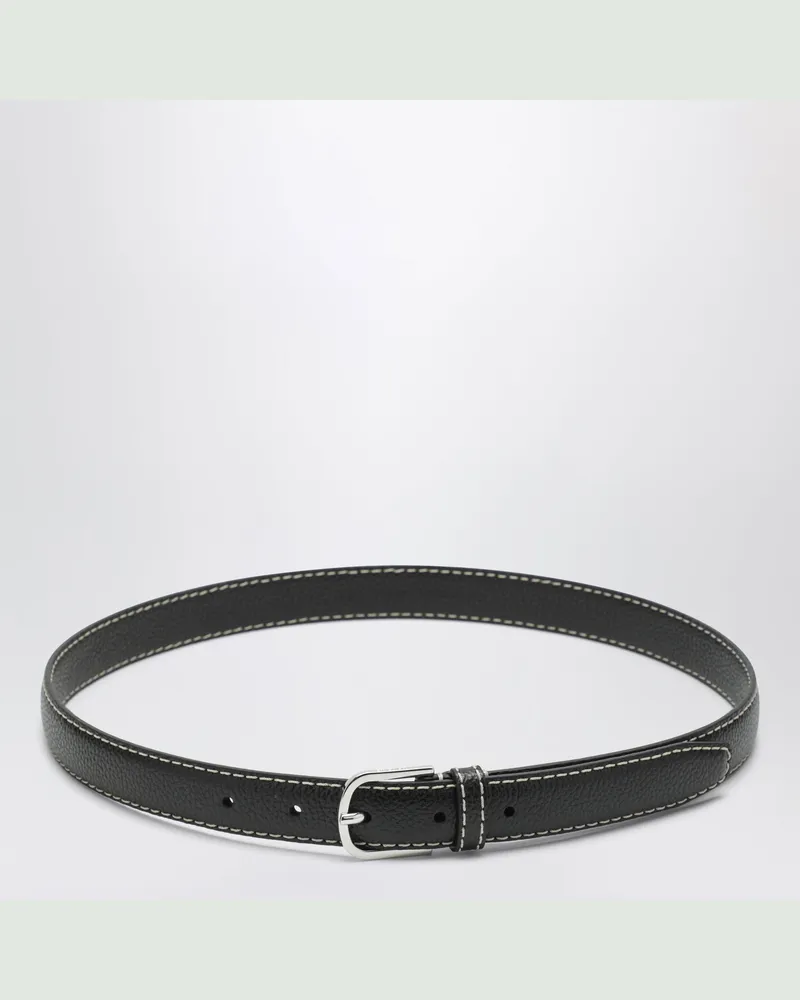 Totême Schmaler Gürtel aus genarbtem Leder in Schwarz Black