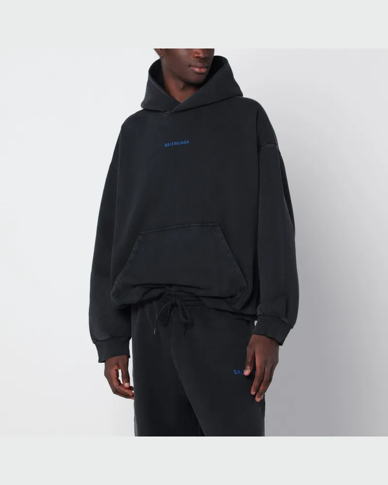 Balenciaga Schwarzes Oversize-Kapuzen-Sweatshirt mit verwaschenem Effekt Black
