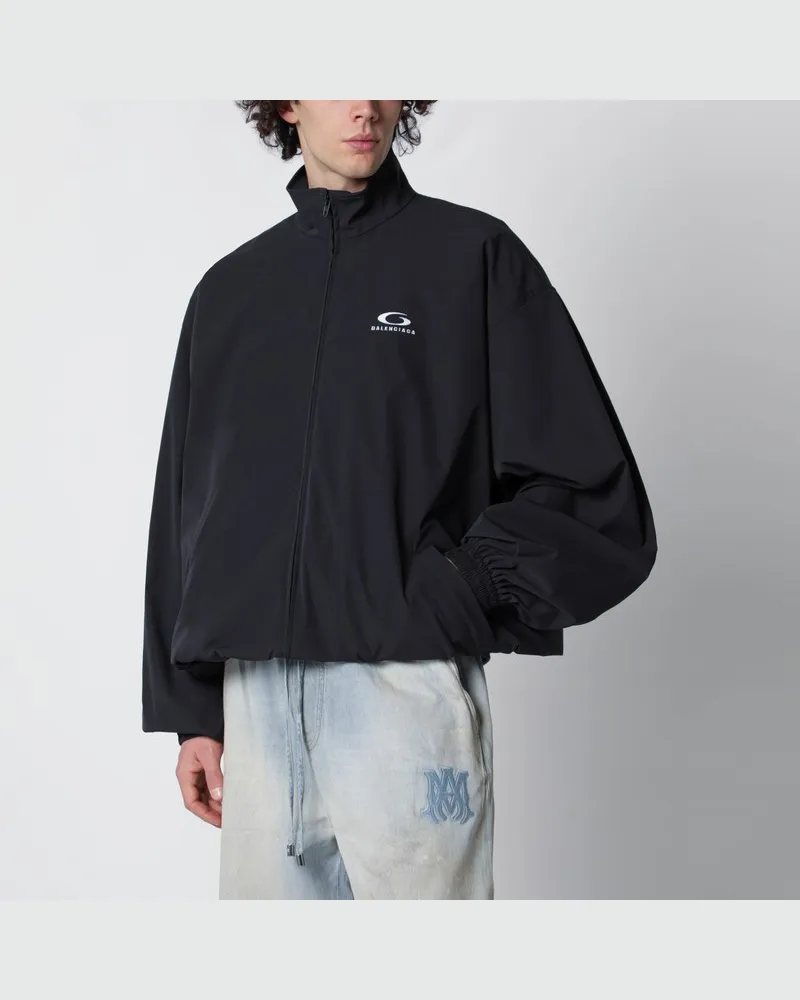 Balenciaga Schwarze gewaschene Loop Sports Icon Jacke mit Reißverschluss Schwarz