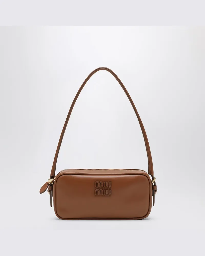 Miu Miu Cognacfarbene Lederpouch Braun