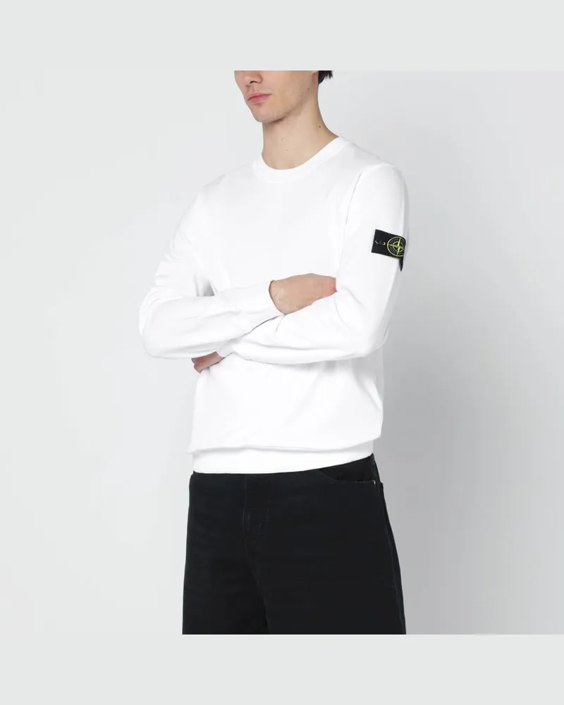 Stone Island Weißes Baumwoll-Sweatshirt mit Rundhalsausschnitt Weiß