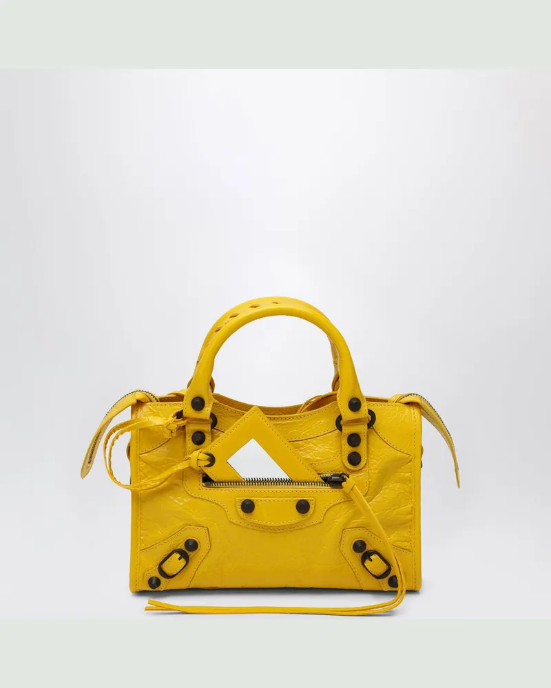 Balenciaga Le City Mini Handtasche aus Lammleder in Gelb Yellow