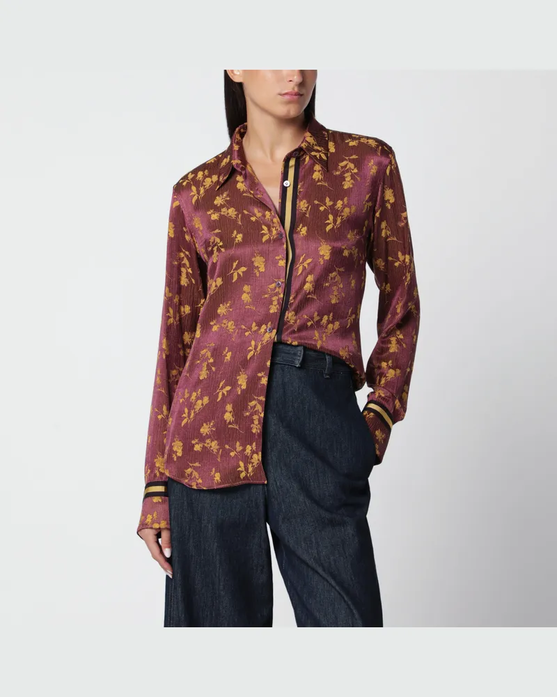 Dries van Noten Violettes Hemd aus Jacquard mit Blumenmuster und Viskosemischung Purple
