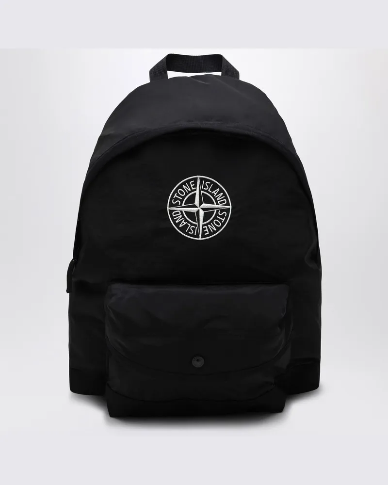 Stone Island Schwarzer Rucksack mit Compass-Logo Schwarz