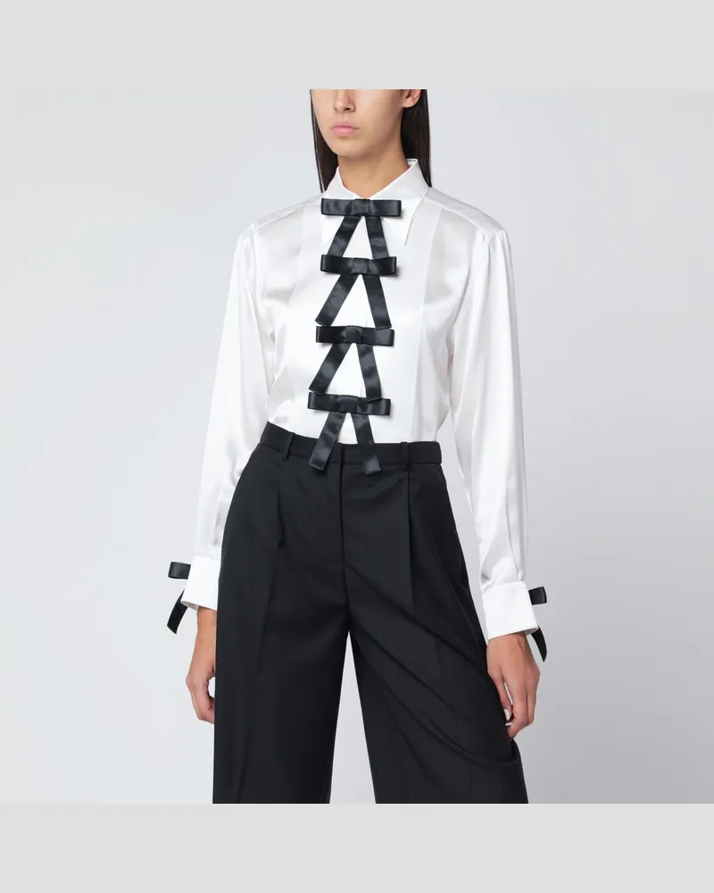 Dolce & Gabbana Weiße Seidenbluse mit Schleifen Weiß