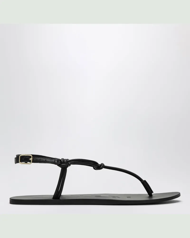 Manebí Schwarze Flip-Flop-Sandale aus Leder Black