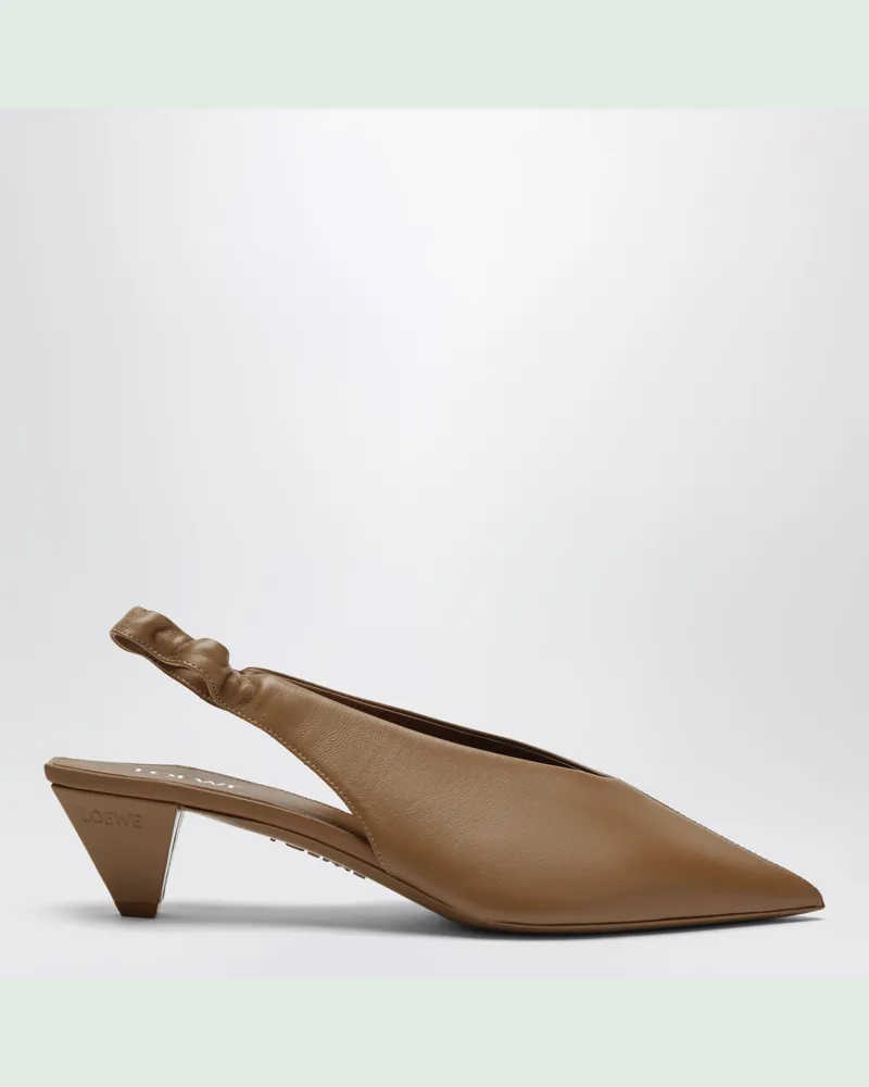 Loewe Origami Cubic Slingbacks in mochapfarbener Lammleder Brown