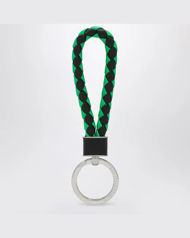 Bottega Veneta Schlüsselanhänger mit Flechtmuster schwarz/parakeet-grün Grün