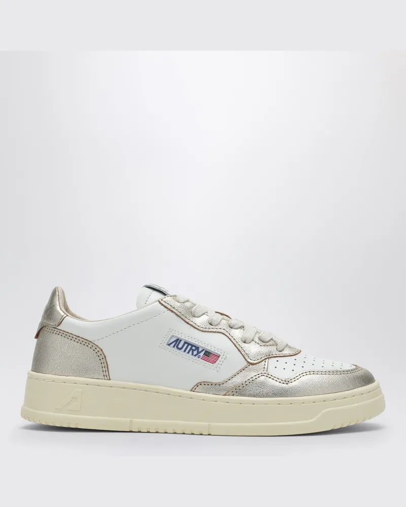 AUTRY Medalist Low Sneakers aus weißem/platinfarbenem Leder Multicolor