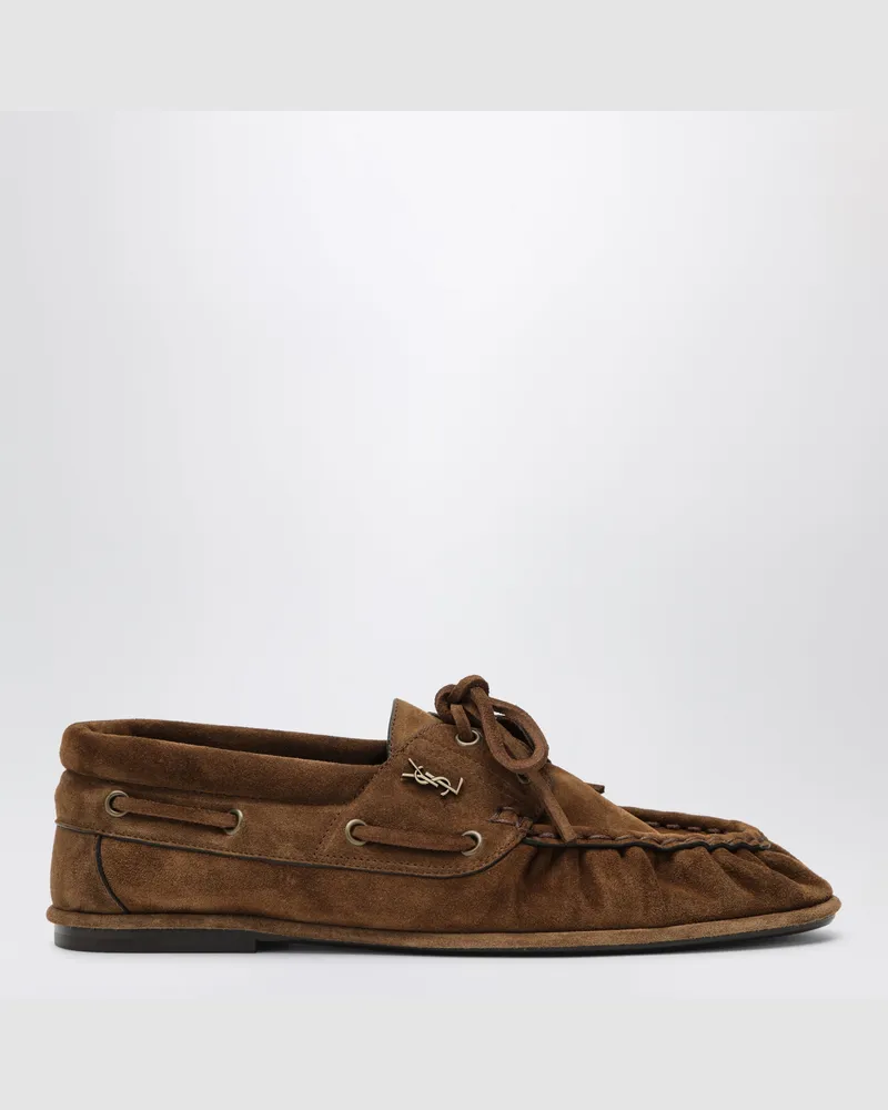 Saint Laurent Braune Le Loafer Schnürloafer aus Veloursleder Brown