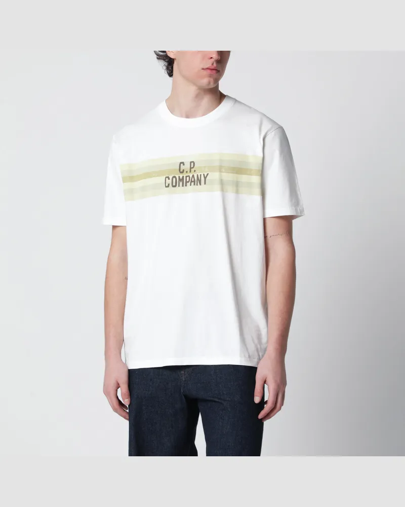 C.P. Company Weißes T-Shirt mit Logo-Print White