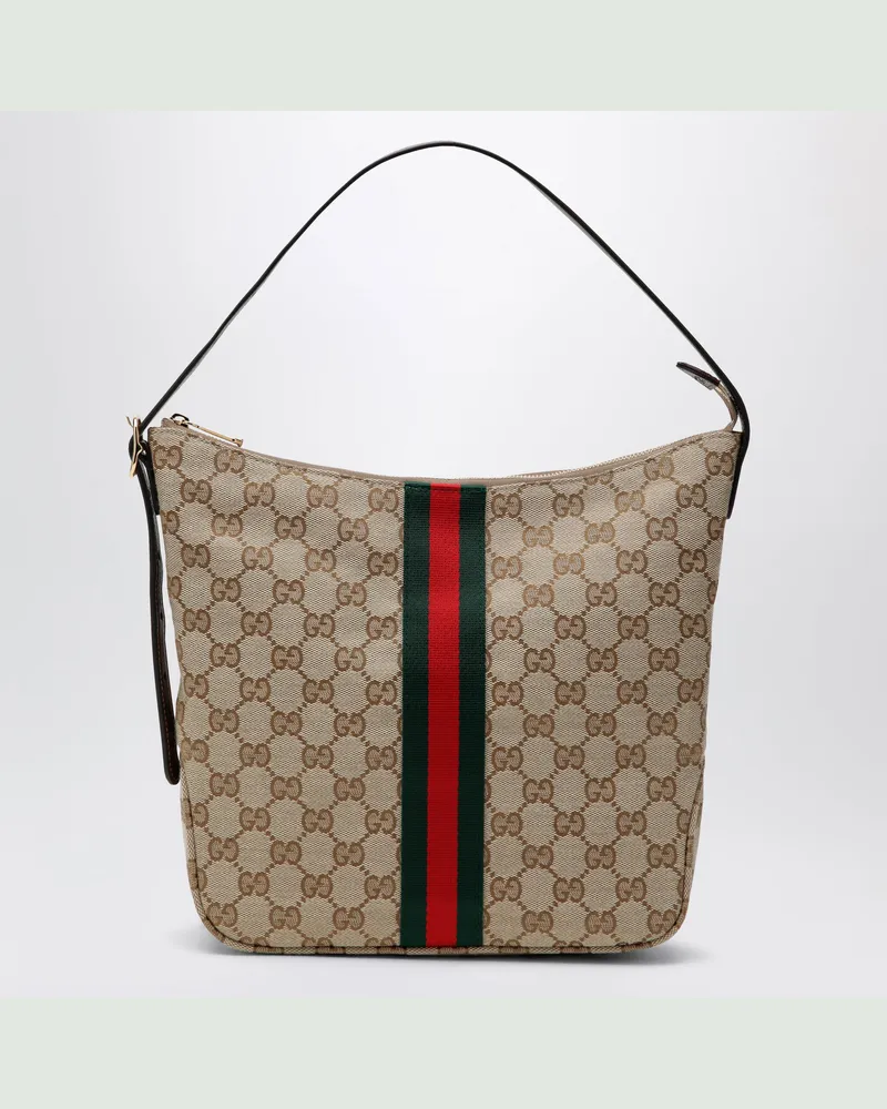 Gucci Mittelgroße Lunetta Umhängetasche aus GG-Gewebe in Beige Sand Beige