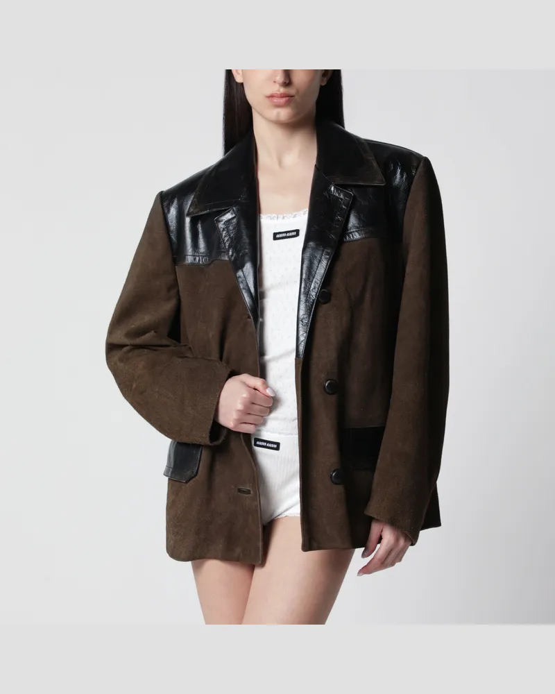 Miu Miu Jacke aus Wildleder in Schlammfarbe Brown