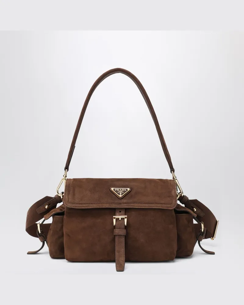 Prada Explore mittelbraune Schultertasche Braun