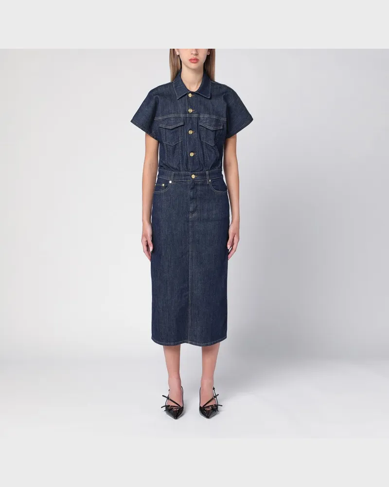 Ganni Blaues Jeansmidikleid aus Bio-Denim Hellblau
