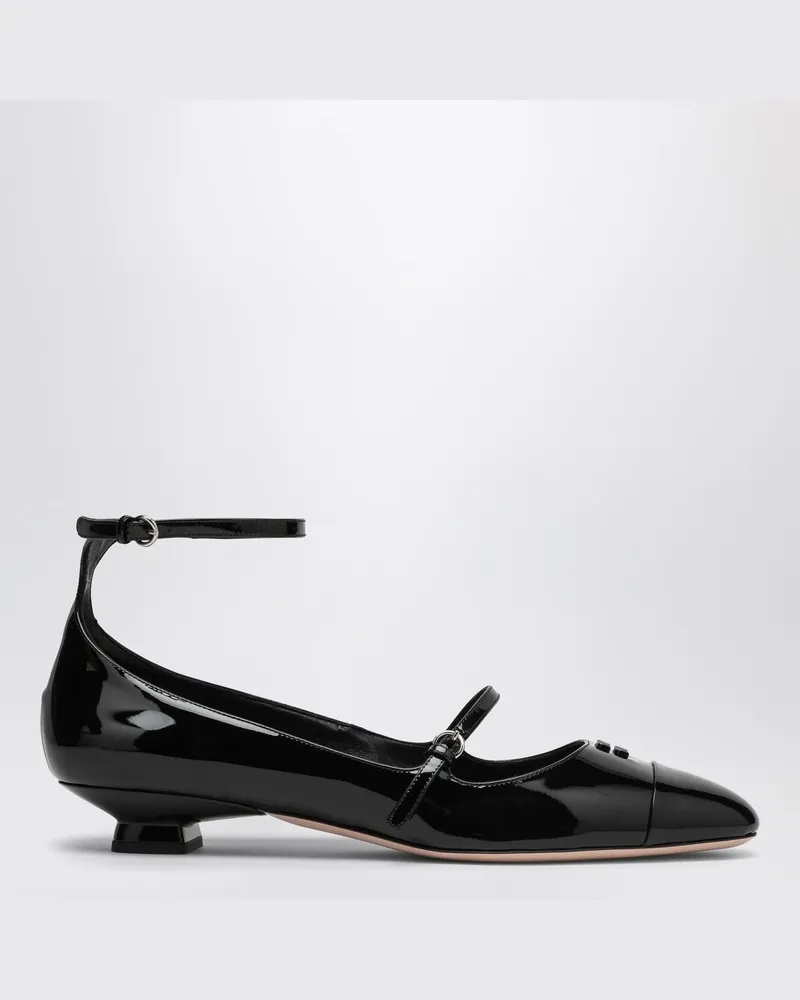 Miu Miu Schwarzer Dekolleté-Schuh aus Lackleder mit Logo Schwarz